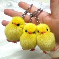 5Pcs/Set Furry Yellow Duck Fluff Soft Chick Keychains Easter Keyring Handbag Decor Key Chains