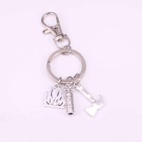 20pcs Keychain Fire Extinguisher Axe Antique Silver Color Pendant DIY Jewelry Car Key Chain Ring Holder Souvenir For Gift