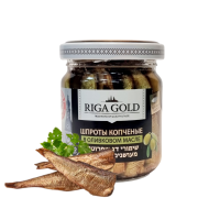 Smoked Sprat Fish in Olive Oil Riga Gold 100 gr - ปลาทะเลรมควันในน้ำมันมะกอก ริกาโกลด์ 100 กรัม