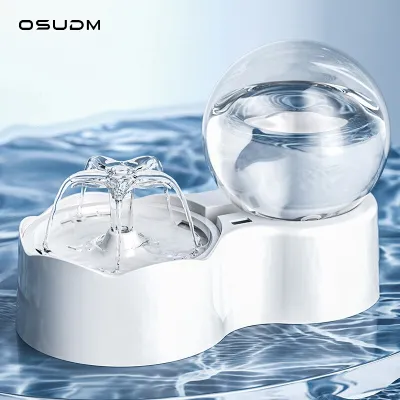 OSUDM น้ำพุ2.3L อัตโนมัติสำหรับแมวที่มีเซ็นเซอร์,ที่จ่ายระบบหมุนเวียนน้ำชามน้ำดื่มที่กรองสำหรับสัตว์เลี้ยง