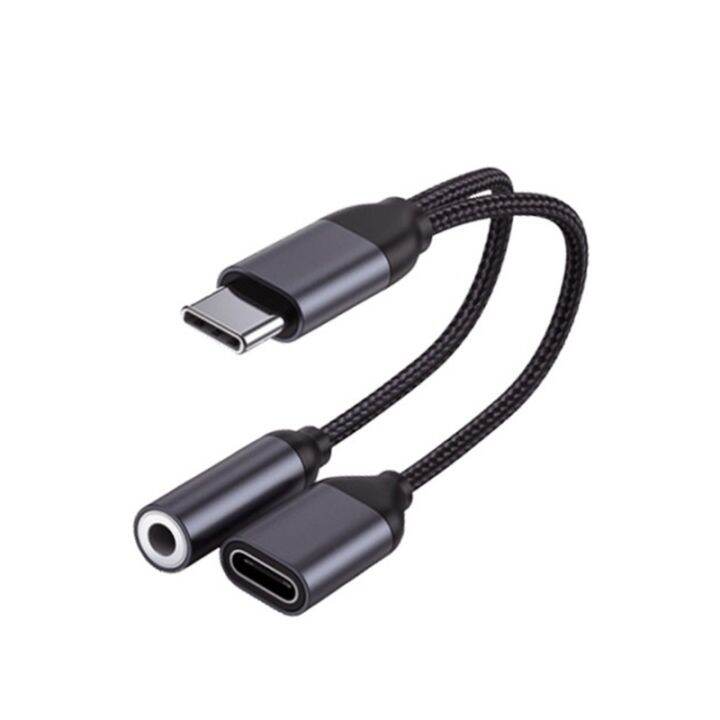 USB C to 3.5mm Headphone Jack Adapter with USB C PD 3.0 Charging Port Type C to Aux Audio Dongle