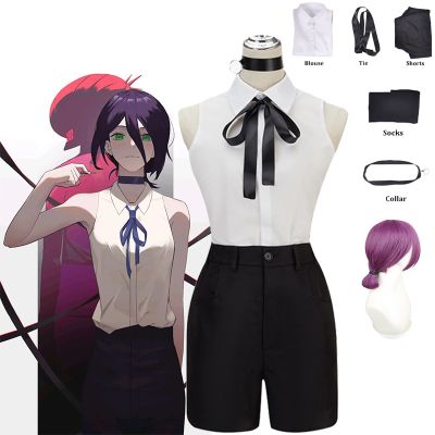 Anime Chainsaw Man Reze Cosplay Costume Outfits Blouse Tie Shorts Props Reze Cos Wig Women Uniform Halloween Role-Playing Sets