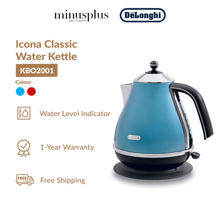 Delonghi Icona Classic Kettle (1.7L)Independent base 360 Swivel and Antiscale Filter KBO2001.B