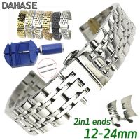 （Bar watchband）สายนาฬิกาตรงสแตนเลสโค้ง2in1,สร้อยข้อมือสายนาฬิกาข้อมือสีดำเปลี่ยนได้12 14 15 16 17 18 19 20 21 22 23 26 24มม.