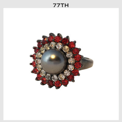 77th pearl ring แหวนเงินประดับไข่มุกและคริสตัล