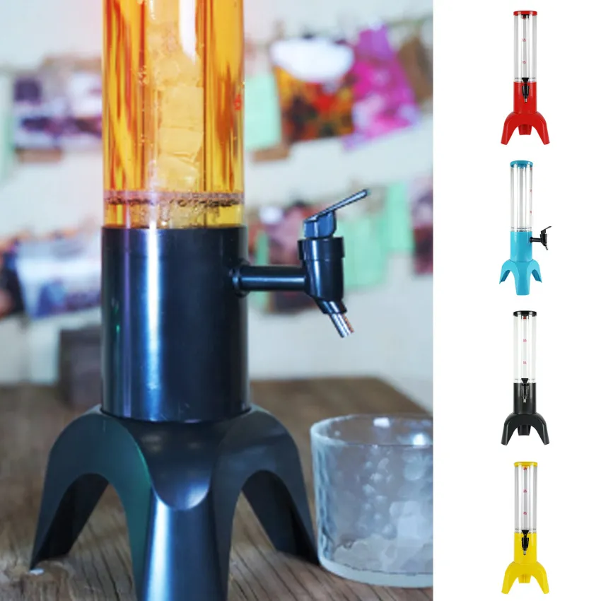 Drink Tower Dispenser with Ice Tube and LED Light