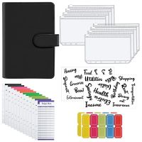 A6 Notebook Binder Budget Planning Notepad 6 Ring Binder Cover, A6 Binder Pockets,Sticker Labels,Cash Envelopes System