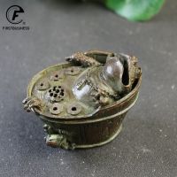 Antique Copper Bathing Toad Bathtub Statue Ornament Retro Animal Frog Figurine Incense Burner Home Decoration Crafts Accessories