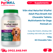 Viên nhai NaturVet VitaPet Adult Plus Breath Aid Chewable Tablets