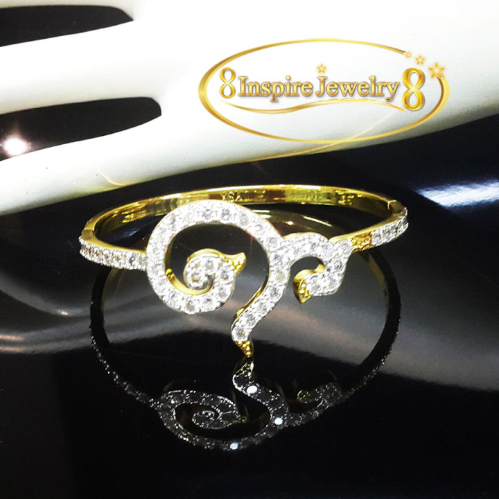 inspire-jewelry-กำไลฝังเพชรสวิส-งานจิวเวลลี่-แบบร้านเพชร-white-gold-plated-diamond-cloning