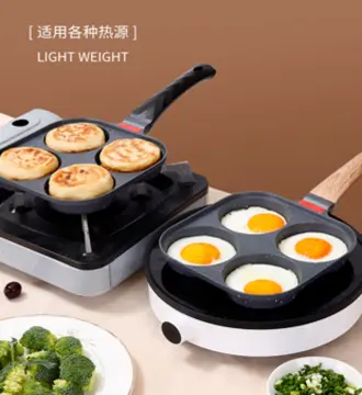 Pancake Pan Non-Stick Fried Egg Pan 4 Holes Frying Maker with Handle Crepe  Pan for Breakfast Eggs Kitchen Utensils Burger Eye Pan for Gas Stove