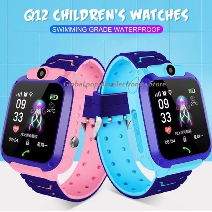 q12สมาร์ทวอท์ชเด็ก-sos-นาฬิกาโทรศัพท์เด็กผู้หญิงของขวัญสำหรับ-ip67ซิมภาพการ์ดสำหรับเด็กกันน้ำชาย
