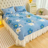 【Ready】? sle bed -piece set thickened -slip ilted bed double-sed ilted lace bed -piece set