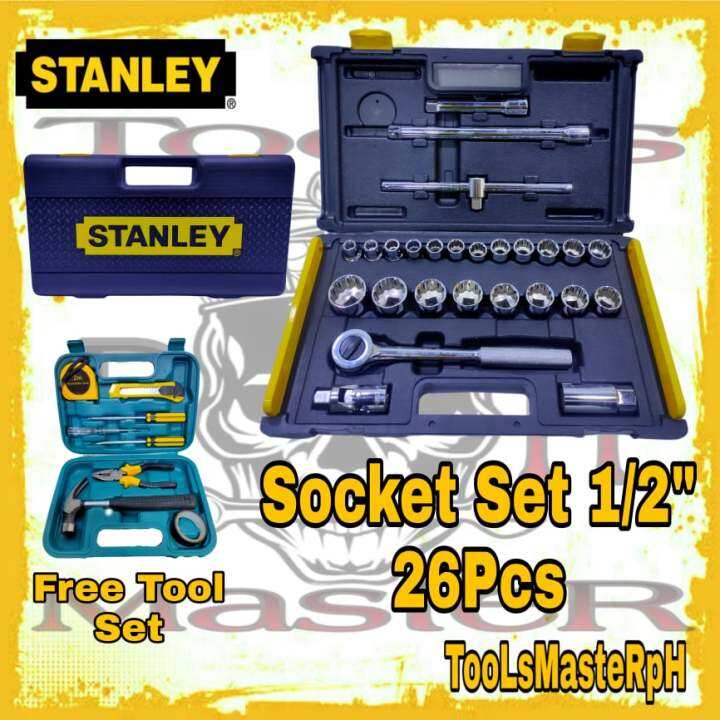 STANLEY Socket Wrench Set 1/2 drive 12points 10mm32mm (186477) FREE Screwdriver Set Lazada PH