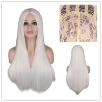 [COD] Amazons hot the split scalp multi-color long straight hair anime wig stage performance cos female interwoven net white