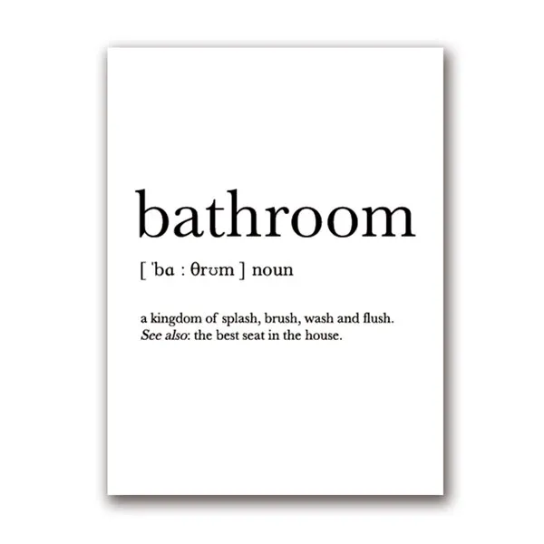 Bathroom Signs Wall Art Canvas Posters Prints Funny Bathroom Definition  Quote Painting Black and White Wall Picture Home Decor gift idea | Lazada PH