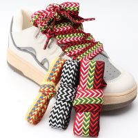 【HOT】₪∋ Flat Shoelaces for Sneakers Wavy Bread Shoe Laces Luxury Brand Shoelace Width 1.5cm/2cm/3cm Trend Rope Shoes Strings