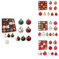 44PCS Christmas Ball Ornaments Shatterproof Christmas Baubles Shiny Printed Decorative Balls Christmas Tree Ornaments