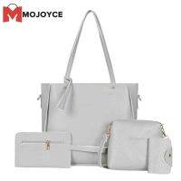 MOJOYCE 4ชิ้น/เซ็ตลิ้นจี่แบบผู้หญิงไหล่ C Rossbody กระเป๋าคลัทช์ถุงบัตร