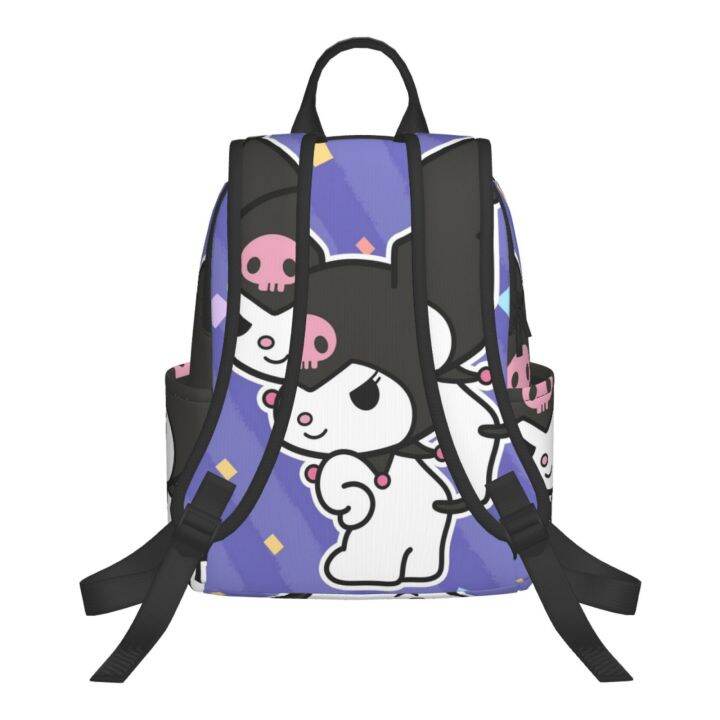 sanrio-kuromi-กระเป๋าเป้สะพายหลังน้ำหนักเบาความจุขนาดใหญ่กระเป๋านักเรียนเด็กกระเป๋าเป้สะพายหลังที่เดินทางมาพักผ่อน