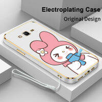 Sanrio เคสฝาหลังชุบสี่เหลี่ยมเนื้อนิ่ม,สำหรับ Samsung Galaxy J2 Prime แกรนด์ไพร์มพลัส J4 J6บวก J7นายก J7โปร J7ป้องกันเลนส์กล้องถ่ายรูปเคสมือถือซิลิโคนบางพิเศษคลาสสิกขอบตรง