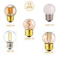 G40 LED Mini Globe Light Bulb 1W 3W Edison Filament Bulbs Ultra Warm White 2200K Vintage Decorative String LED Lamp E26 E27 Base