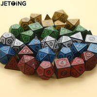 7 ชิ้น/เซ็ต Polyhedral 7-Die แกะสลักรูปแบบลูกเต๋าชุด D4 D6 D8 D10 D% D12 D20 สำหรับเกม-Aluere