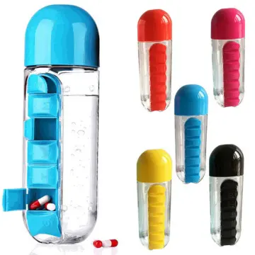 Combine Daily Pill & Vitamin Box Organizer with Water Bottle