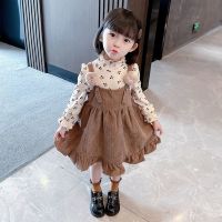 CUI YI SHOP dress suit 2022 new spring and autumn childrens fashionable cute baby girl princess suspender two-piece