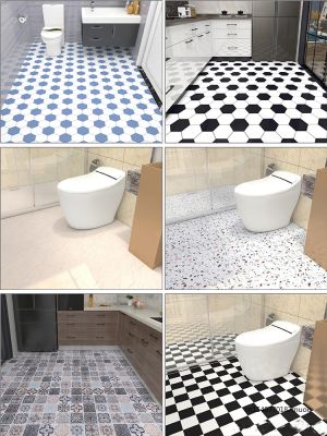 ✜۩❐ Self-adhesive Peelable Floor Mats Kitchen Tile Stickers Thickened Wear-resistant Non-slip Waterproof Shower Decoration Stickers