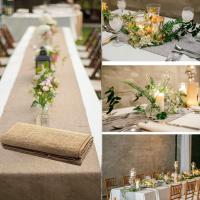 [HOT ZEXKLIOALQAQ 529] Burlap Table Runner Jute เลียนแบบผ้าลินินผ้าปูโต๊ะ Rustic งานแต่งงานจัดเลี้ยงตกแต่งบ้านสิ่งทอ Overlay Camino De Mesa