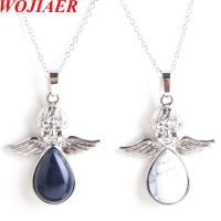 【cw】 WOJIAER Stones Angels Necklace amp; Pendants Turquoise Drop Jewelry Woman Wedding BM902 ！