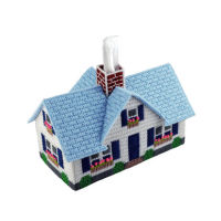 3d diy cross stitch kits wool fiber house shape take paper box pumping paper box NO.4