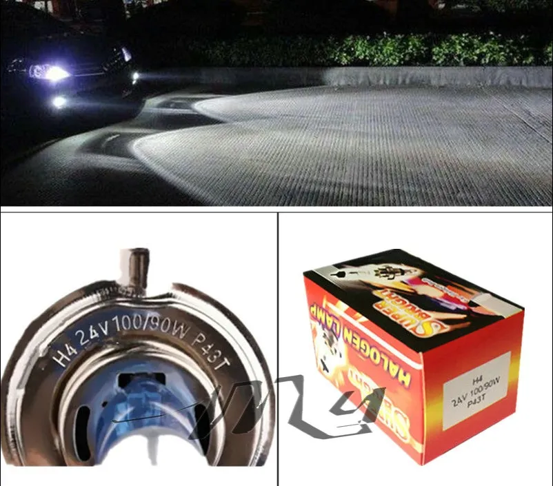 2pcs 24V H4 100W Super Bright Fog Lights Halogen Bulb High Power Headlight  Lamp Car Light Source parking Head White 100/90W