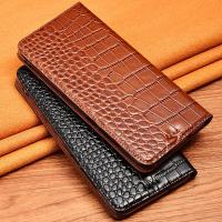 ■●☃ Crocodile Phone Case Cover For Huawei Honor 6X 7X 8X Max 8C 8A 9X Pro Premium Genuine Cowhide Leather Flip Stand Phone Case Bag