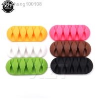 Colorful Cable Winder 5 Ports Earphone Organizer Wire Storage Silicon Holder Clips desk table stick for Earphone Charging Cable