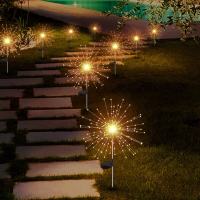 Outdoor Solar Garden Lights Decorative Landscape Light DIY Flowers Fireworks for Walkway Pathway Backyard Christmas Party Decor