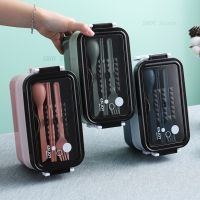 ♀ 2 Layer Lunch Box Children Student Bento Box with Fork Spoon Portable HermeticLeakproof Microwavable Food Storage Box School