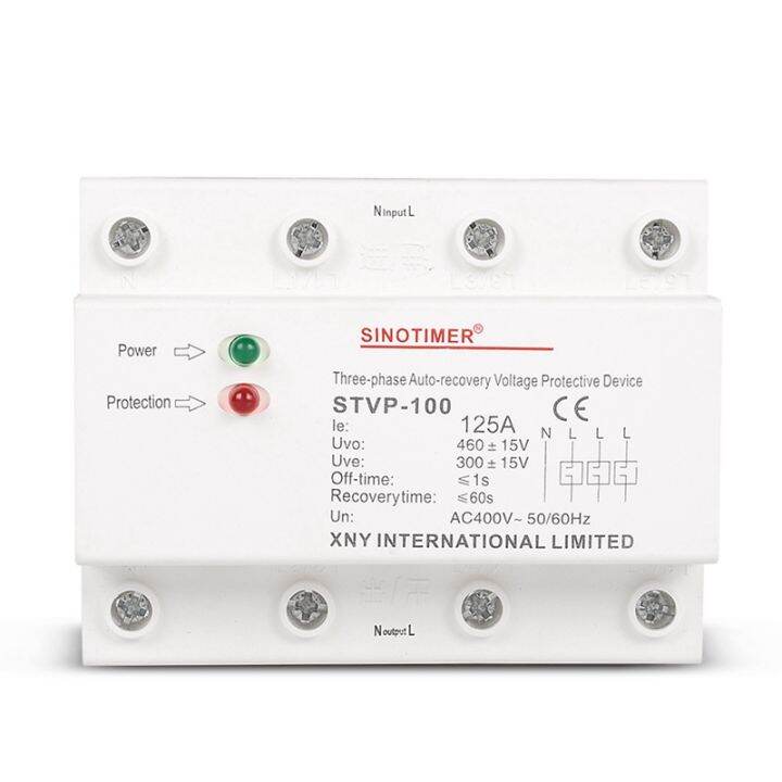 Sinotimer Stvp 100 3 Phase 4 Wires 380v 125a Automatic Recovery Over Under Voltage Protector 6241