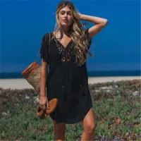 --D0512 Europe and the United States hot style rayon spell lace beach blouse sexy hollow out leisure vacation is prevented bask in a bikini smock