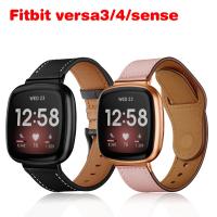 【ต้อง】สายหนังแท้สำหรับ Fitbit Versa 3 /Sense Smart Watch วงเปลี่ยนสร้อยข้อมือสำหรับ Fitbit Versa 2 Lite Correa สายรัดข้อมือ