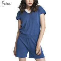 Pena house ชุด set เสื้อและกางเกงขาสั้น ผ้าแฟลตนิต PWSW062302