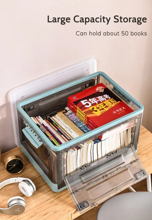 Foldable Storage Box Multipurpose Plastic Storage Container Box with Wheel Wardrobe Box Organizer for Home Room Office Car
