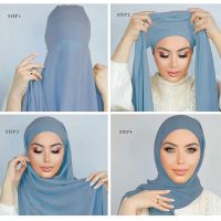 ；【‘；- Instant Hijabs With Cap Plain Chiffon Jersey Hijabs For Woman Veil Muslim Islamic Hijab Cap Scarf For Womens Hijabs Headscarf