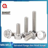 M4 M5 M6 M8 M10 M12 Serrated Flange Hex Head Screws 304 Stainless Steel Hexagon Head with Washer Serrated Flange Cap Screw Bolt Screw Nut Drivers