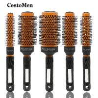 CestoMen Orange Nano Ionic Thermal Hairdressing Brush Ceramic Hair Comb For Hair Curling, Blowing, Straightening Round Hairbrush