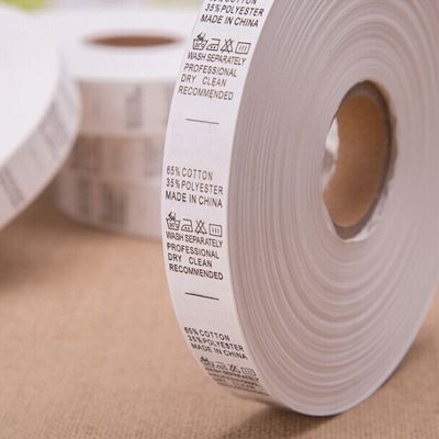 【LZ】۞☌❣  200 medidores/rolo personalizado branco rolo cuidados etiqueta de fita revestida de náilon etiquetas de lavagem de roupas