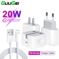 GUUGEI PD 20W อะแดปเตอร์เครื่องชาร์จติดผนังชนิด C ที่ชาร์จสหราชอาณาจักร/US/EU เสียบที่ชาร์จเร็วสำหรับโทรศัพท์แล็ปท็อป