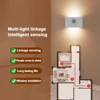 2023 New Night Light Smart  Up And Down Magnetic Induction Rechargeable Square Wireless Sense Wall Lamp Torch Bedroom SONG MAN