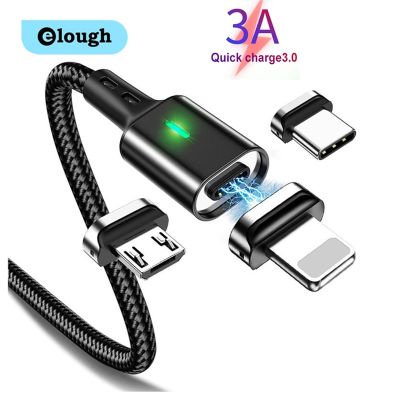 Elough Magnetic Cable Quick Charge Type C Micro USB Cable for iPhone X Xiaomi Redmi QC 3.0 Fast Magnet Charging Cord Type C Docks hargers Docks Charge
